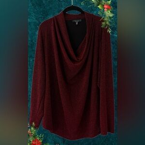 Elegant Red Draped Blouse